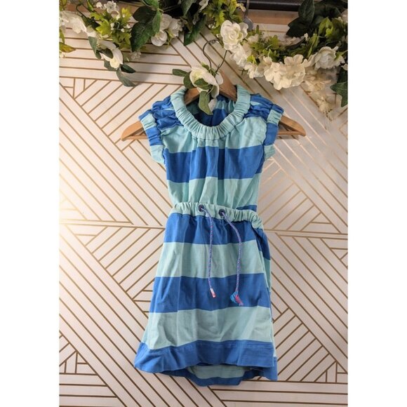 TIA CIBANI Girls Striped Open Back Blue Tie Waist Dress Size 3/4 READ - Picture 1 of 8